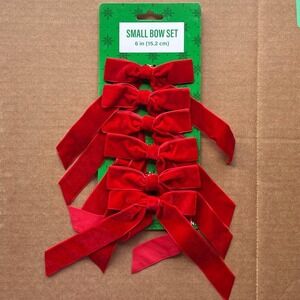 3 Pack Festive Voice Red Velvet Christmas Bows 6" Set of 6 (18 Total)